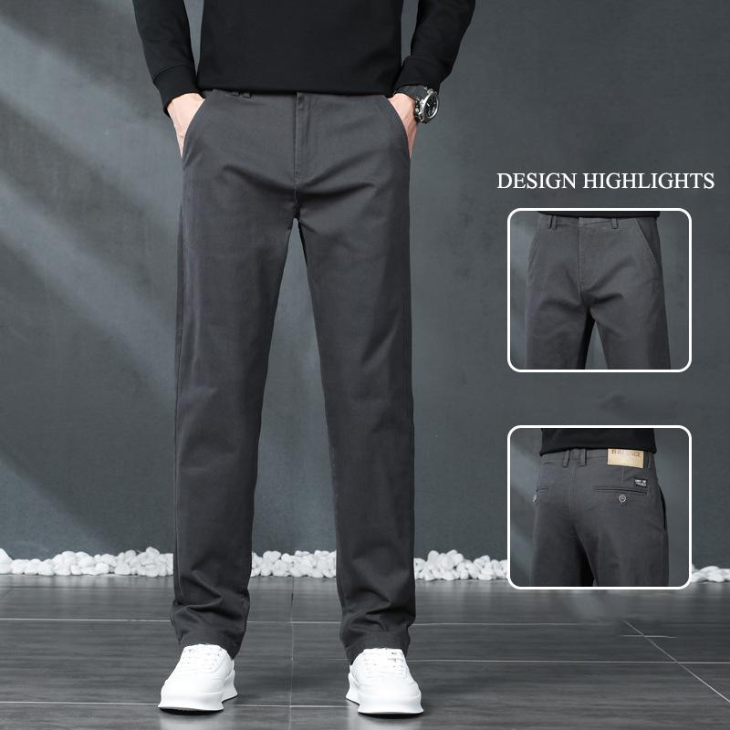 2024 Новые осенне-зимние повседневные брюки из чистого хлопка высшего качества для мужчин, деловые прямые свободные модные брюки, универсальные брюки