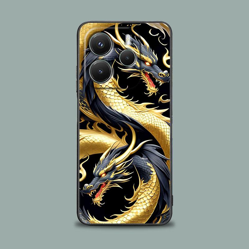 Чехол для телефона для Xiaomi Redmi 15C 14C 12C 13C Redmi Note 15 14 13 12 11 10 Pro Plus 5G 12S Силиконовый чехол Милый Черно-белый Дракон