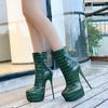 Fashion Women's Boots Stiletto Platform Side Zipper Mid-Tube Boots High Heels Plus Size 36-46 Platform High Heels Sexy Ankle Boots