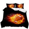 Football Duvet Cover Set Football With Fire Youth Sports Teens Bedding Set Football Double Queen King Size Polyester Qulit Cover