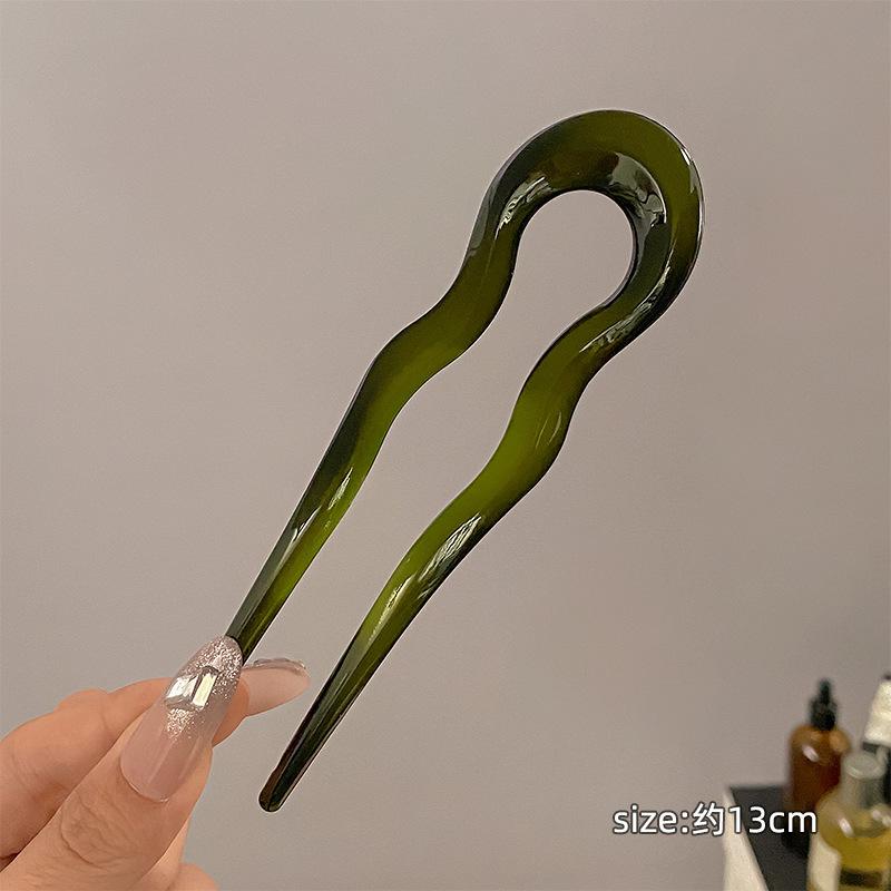 Fashion U-Shaped Fork Tortoiseshell Acetate Hairpin Women Geometric Headwear Sticks Girls New Hair Clips Accessories