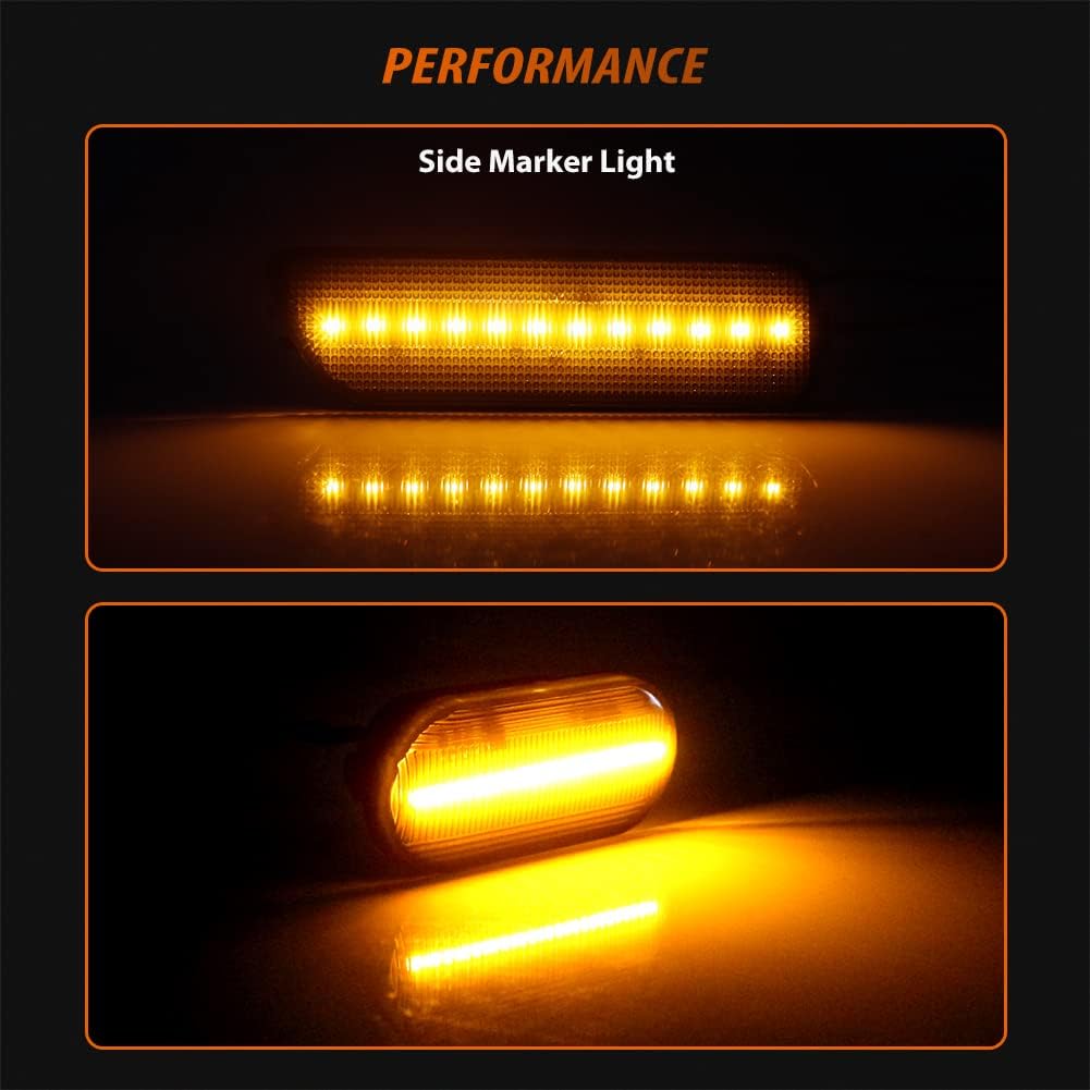 ADIIL 4PCS Smoked Lens Front Bumper Amber LED Side Marker Lamps Turn Signal Lights For Volkswagen MK4 Golf GTI R32 Jetta