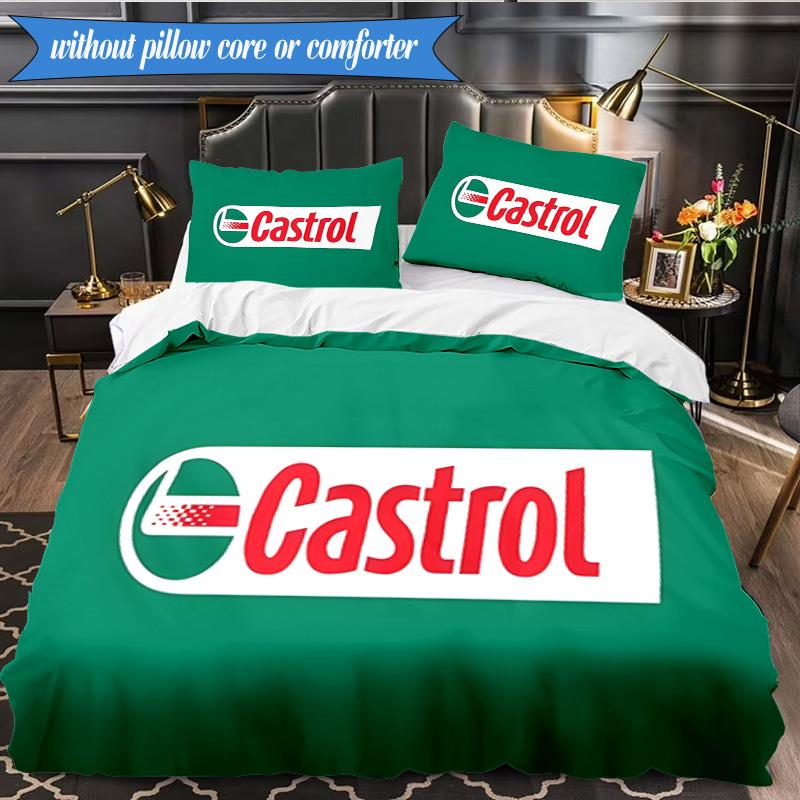 3PCS Castrol Printed Bedding Set For Bedroom dormitory,  Includes 1 Duvet Cover & 2 Pillowcases for All Seasons Home Decor Fan gifts