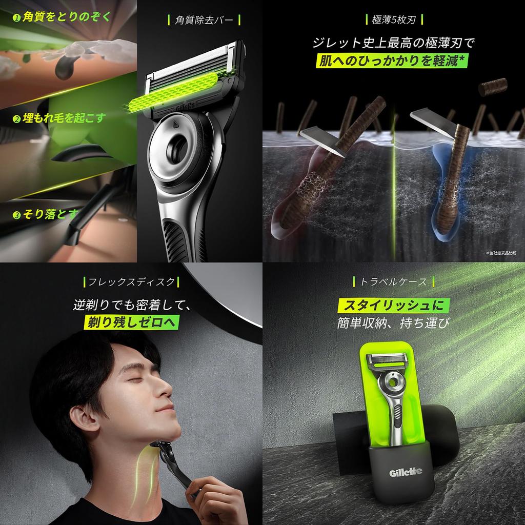 Gillette Shaving Razor with 7 Replacement Blades and Case Shaving Razor for Close Shave - Men's (Lab)