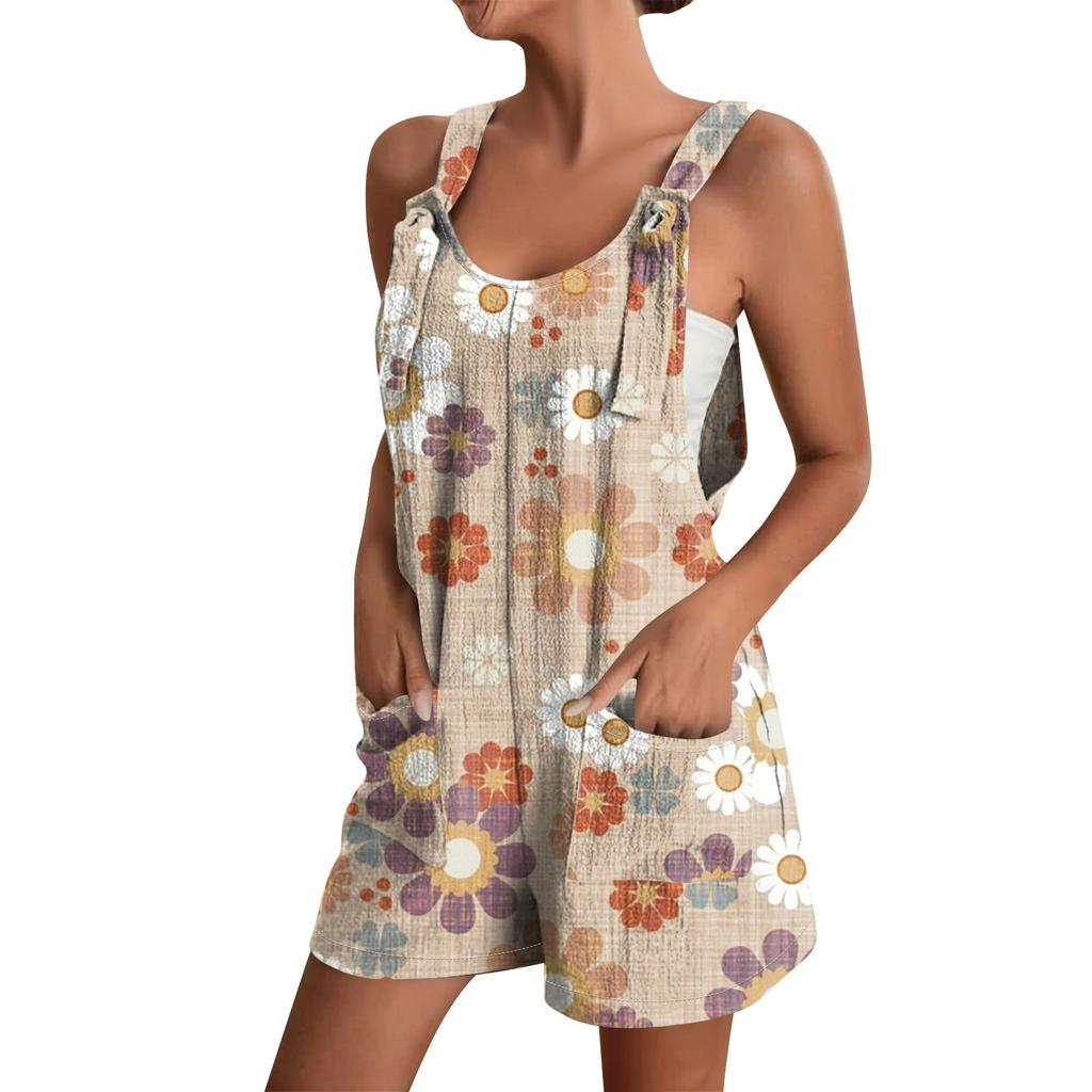 Women's Summer Jumpsuit Shorts, Striped Printed Fashionable Casual Jumpsuit
