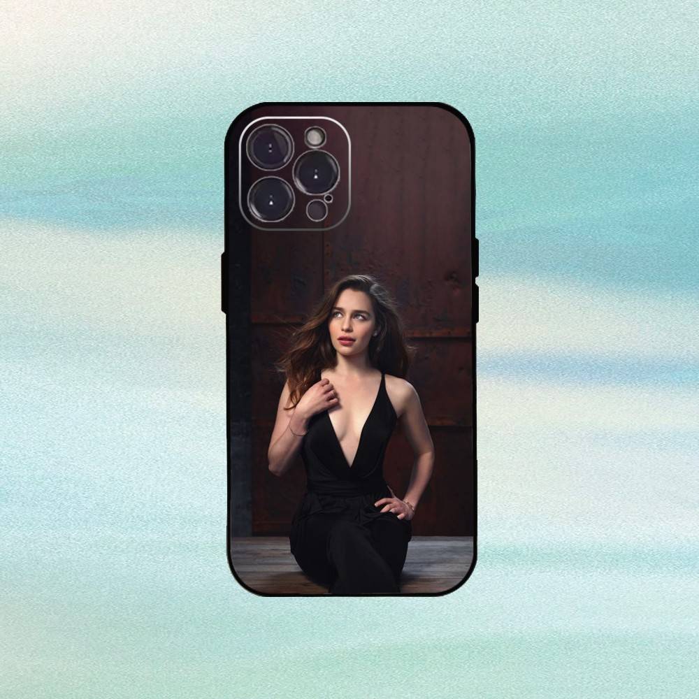 Чехол для телефона актрисы E-Emilia C-Clarke Для iPhone17,16,15,14,13,12Plus,Pro Max,XS,5G Мягкий Силиконовый Черный Чехол