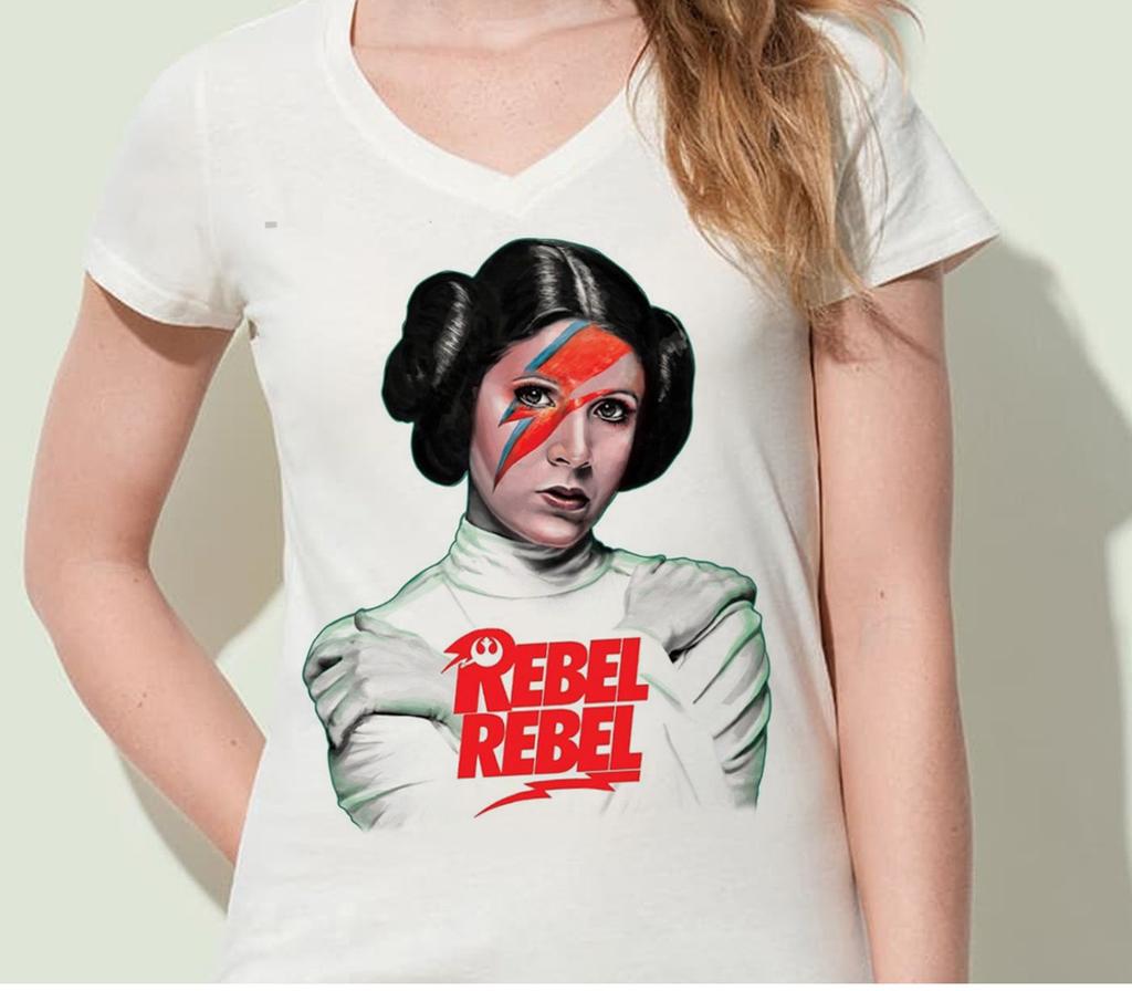 Princess Leia Ziggy Stardust Tee Shirt, Star Wars David Bowie Inspired T shirt, Princess Leia Rebel Rebel T shirt, Starwars Bowie Rebel Gift