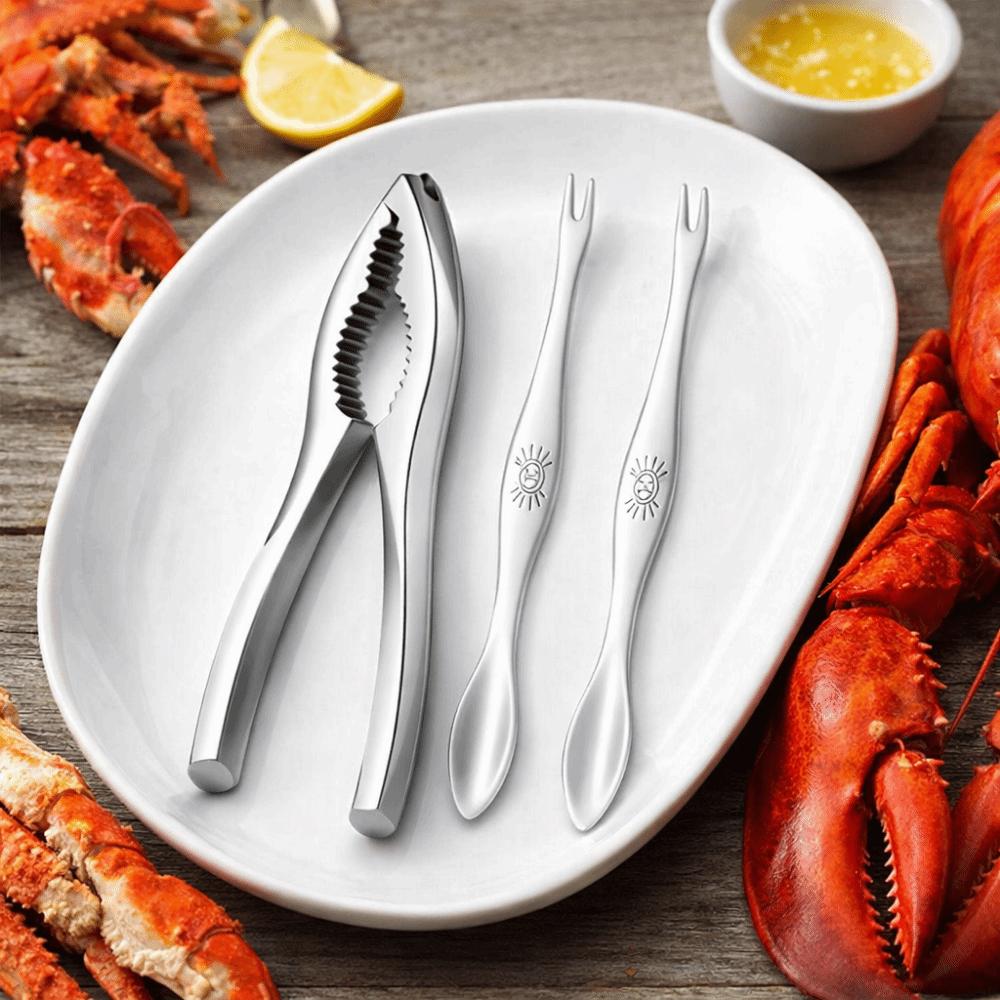 3Pcs/Set Stainless Steel Lobster Crackers and Picks Set Multi-functional Crab Tong Home