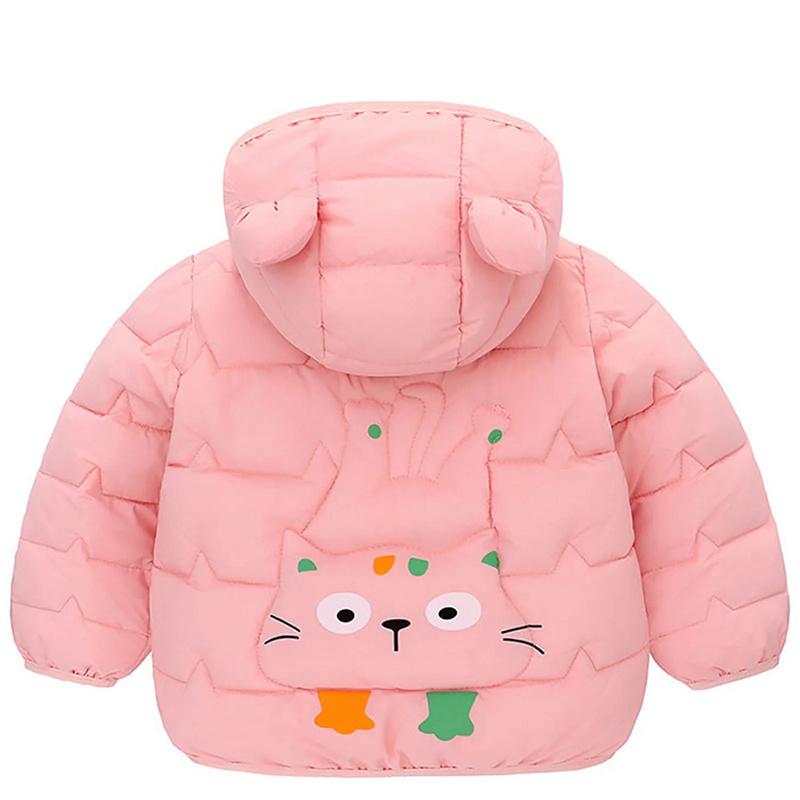 Детские легкие пуховики с капюшоном для мальчиков и малышей, теплая верхняя одежда, осенние пальто для девочек, повседневная одежда с рисунком динозавра