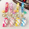 Cute Cartoon Rainbow Horse Keychain Pendant Unicorn Silicone Doll Women's Bag Car Key Chain Ring Decoration Bha-008y