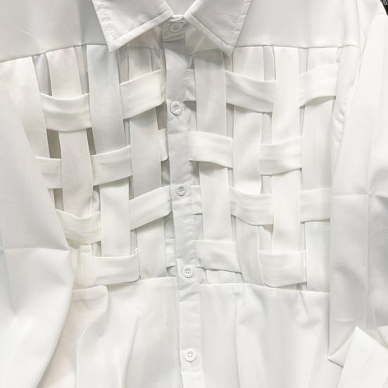 Мужская повседневная рубашка с лацканами, рубашка с длинными рукавами, топы с полой тесьмой, однотонные топы, весенне-осенняя свободная рубашка