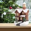 Cute Christmas Glowing Small House Resin Warm Light LED Light Snow House Elegant Luminous Mini House Miniature Home Xmas Decor