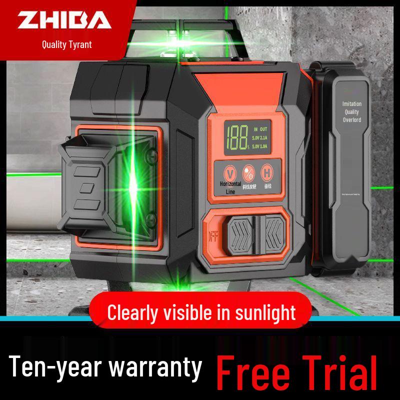 12-линейный высокоточный зеленый инфракрасный уровень с автоматическим креплением к наружной стене и самовыравниванием