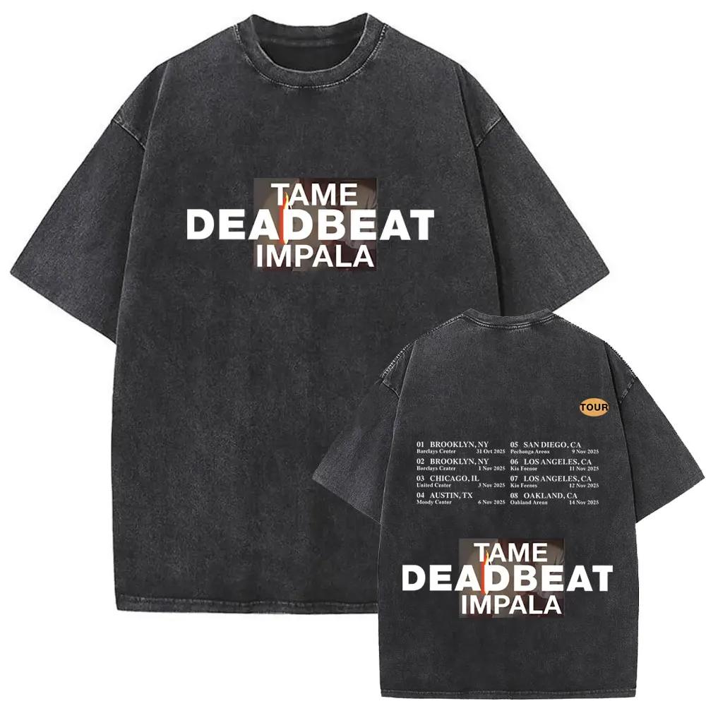 Ограниченная серия Стильная винтажная футболка с принтом рок-группы Tame Impala Deadbeat Унисекс Женская Повседневная Оверсайз Футболки Унисекс Ретро Уличная одежда