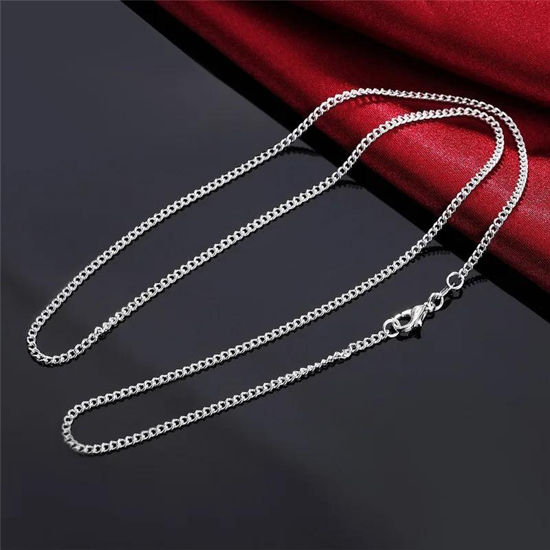 925 Silver Necklace 16/18/20/22/24/26/28/30 Inches 2MM String Chain For Women Men High Quality Jewelrys Gifts