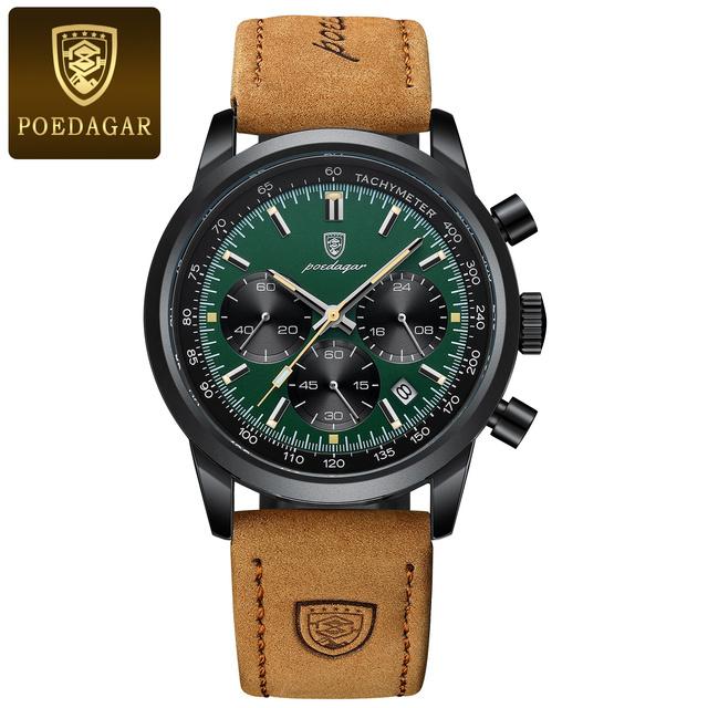 POEDAGAR 921 Luxury Casual Man Watches High Quality Waterproof Chronograph Luminous Hands Clock Men's Quartz Wristwatch for Men