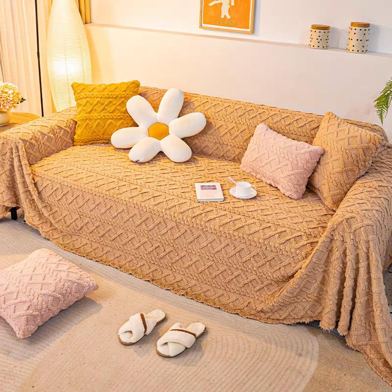 Чехол для дивана с защитой от кошек, тканевое полотенце, осенне-зимний плюшевый противоскользящий чехол для песка, универсальное универсальное одеяло для дивана, полное покрытие
