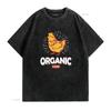 Mens ORGANIC FARM Vintage T Shirt Black vintage Washed Slightly Top For Everyday Wear Soft fashion graphic homme streetwear
