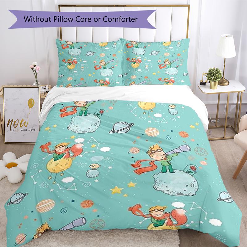 3pcs The Little Prince Bedding Set Duvet Cover Closure Includes 1 Duvet Cover & 2 Pillowcases, Soft and Comfortable for All Seasons.