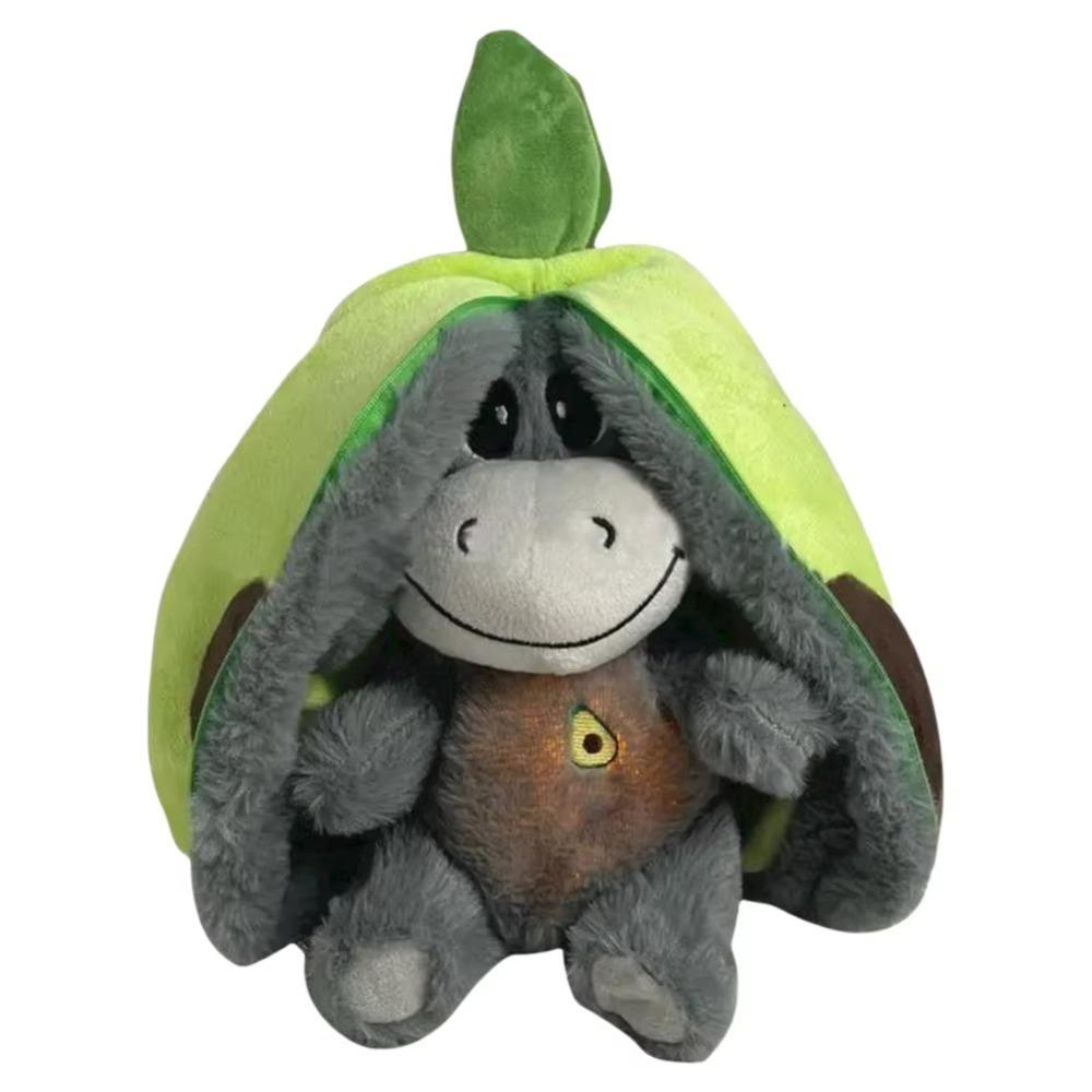 Cute 12.6inch Luminous Breathing Doll with Motion Lights Strawberry Sleeping Donkey Cartoon Early Childhood Plush Doll