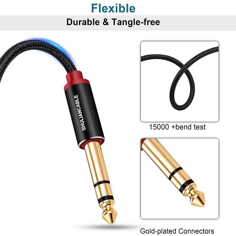 Lungfish Guitar Instrument Cable 6.35mm TRS Stereo Audio Cable Male to Male for Electric Guitar Bass Guitar Electric Mandolin 6