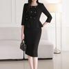 Стиль Латте Женский S 2-Piece Suit dreSS Круглый Вырез Пеплум H-силуэт 77 Доступно