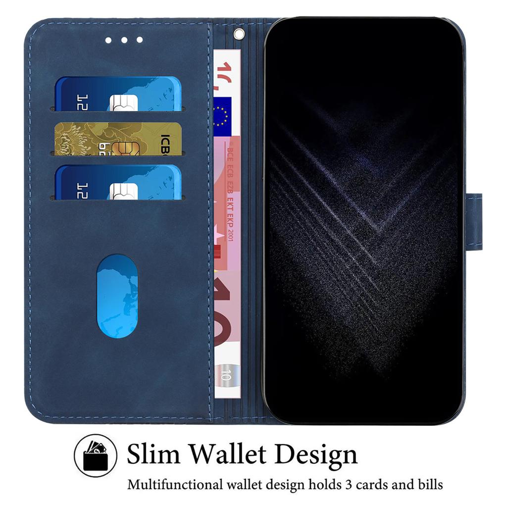For iPhone 14 Drop Proof Case PU Leather Phone Wallet 7-Shape Imprinted Cover