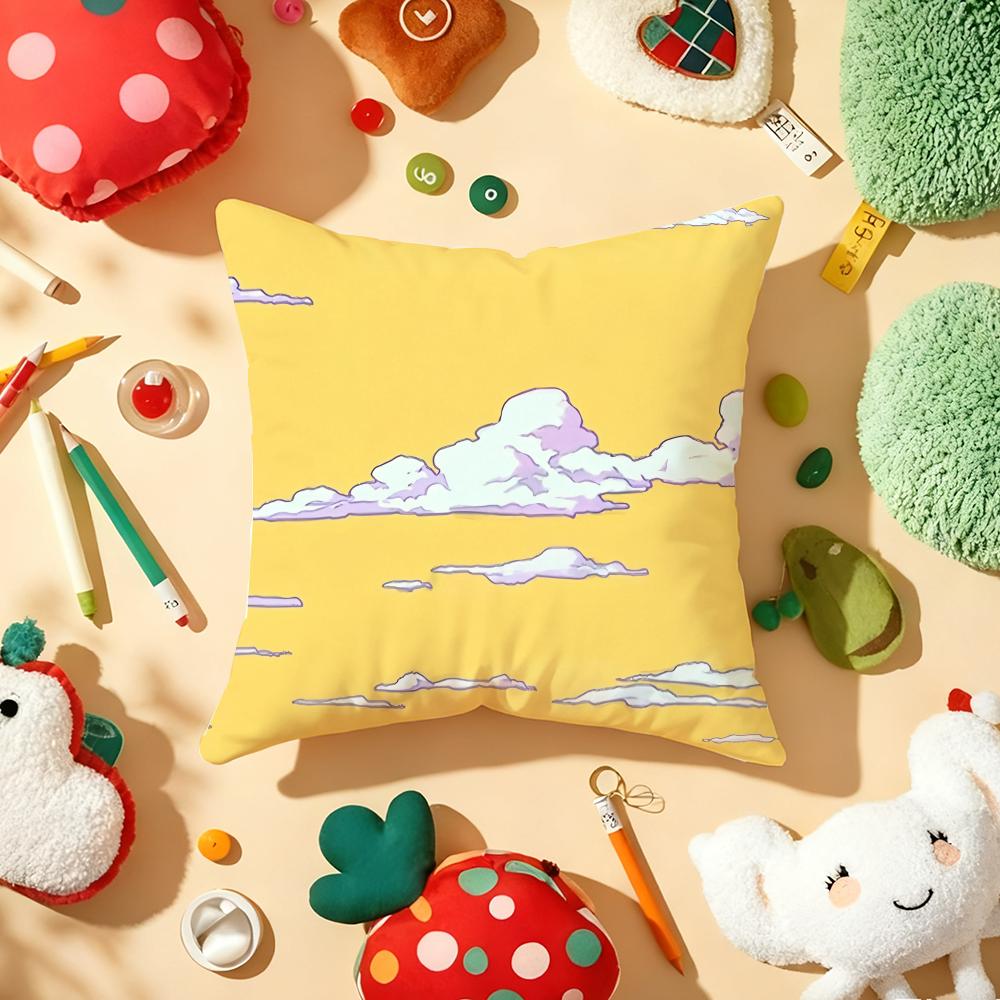 Fashion Clouds Cushion Cover Soft Short Plush DoubleSided Printing Home Decor Machine Washable Pillow Case Gift