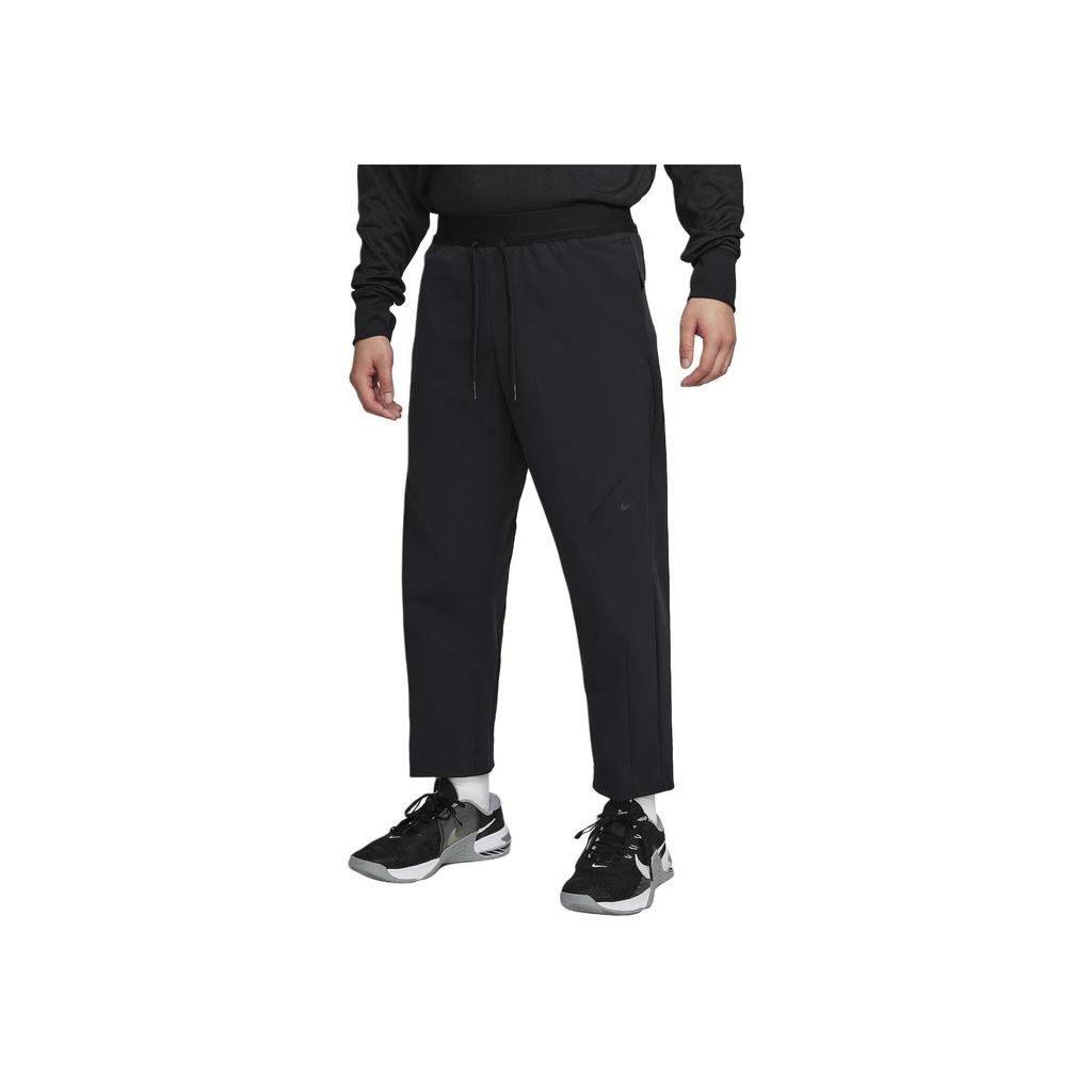 Nike Сплошной цвет с вышивкой логотипа и шнурком, свободные прямые повседневные брюки, мужские брюки черного цвета FN3015-010