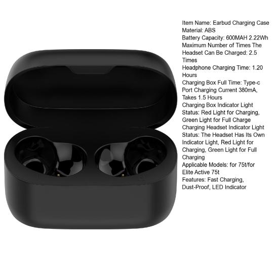 Чехол для зарядки беспроводных наушников. Быстрая зарядка. Пыленепроницаемый светодиодный индикатор. Отсек для зарядки наушников для Elite 75t/для Elite Active 75t.