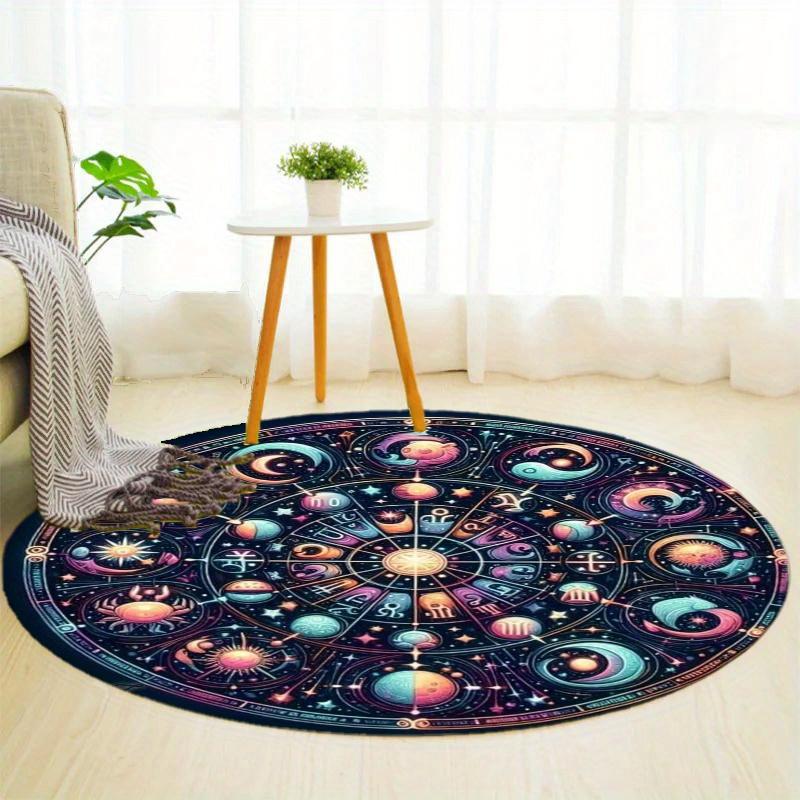 S Colorful Constellations Round Rug Nonslip Area Rug Office Chair Mat Carpet For Living Room Bedroom Home Decor