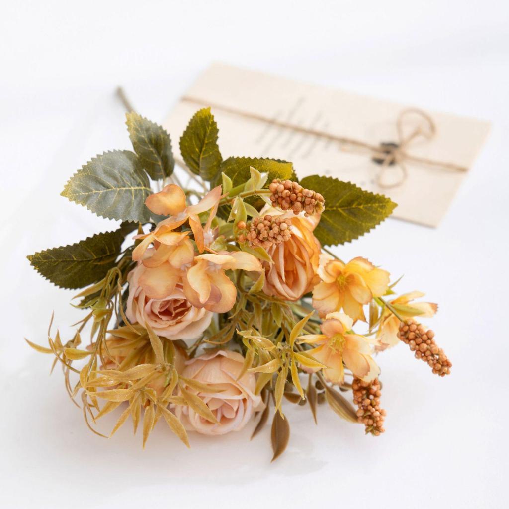 Букет из шелковых роз в осеннем стиле – искусственный цветочный декор для дома и гостиной