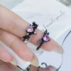 Темный Сладкий Прохладный Розовый Циркон Любовь Открытое Кольцо Панк Наслоение Личность Ниша Высокий Сенс Кольцо для Подруги Девушка
