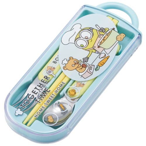 Skater Набор из трех предметов: палочки для еды, ложка и вилка (Миньон 23) для детей, антибактериальный, сделано в Японии, TACC2AG-A