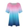 Women's Fashion Large Size Round Neck Short Sleeve Casual Print Loose Pullover Top