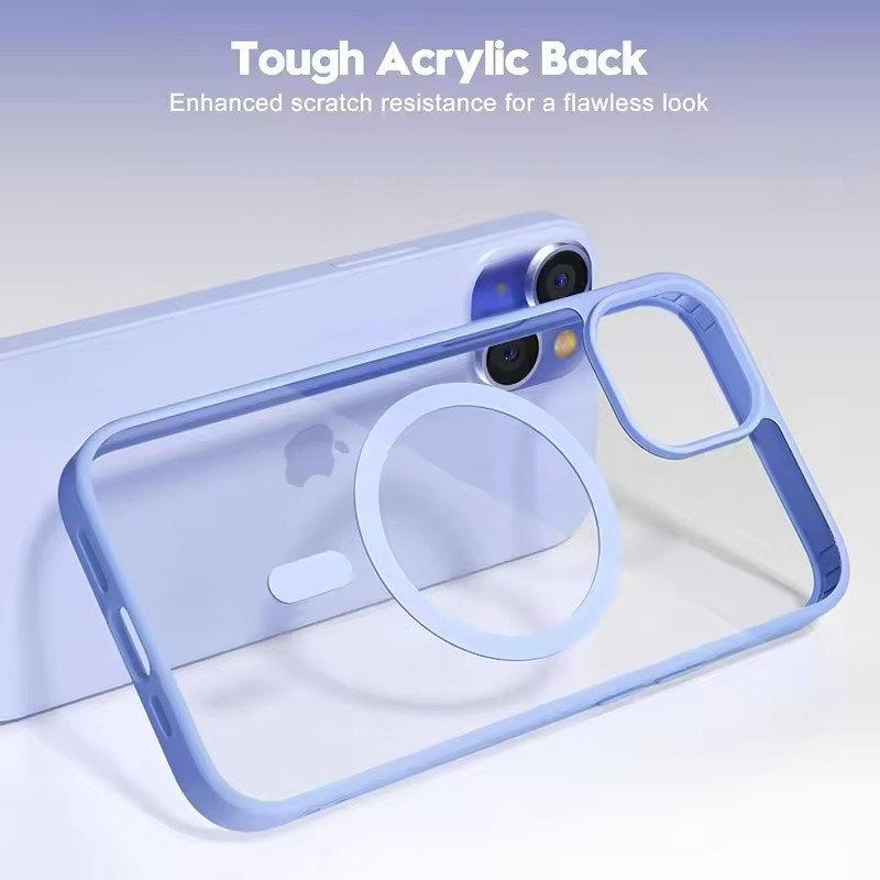 Роскошный прочный магнитный чехол Magsafe Hard Case для iPhone 16 15 14 13 12 11 Pro Max Plus прозрачный матовый тонкий противоударный чехол
