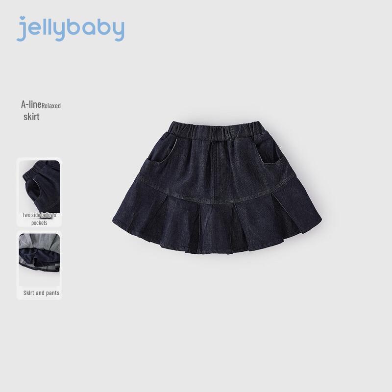 Джинсовая плиссированная юбка для девочек JELLYBABY, устойчивая к выцветанию