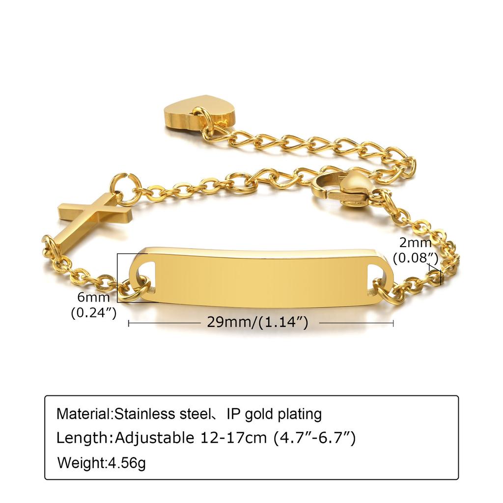 Free Engrave Stainless Steel Jewelry Custom Personalized Name ID Bracelet Girl Boy Newborn Gifts Curb Chain Link Crown Bracelet