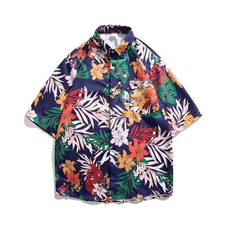 Мужская рубашка в стиле ретро, ​​мужской летний наряд, студенческий свободный крой, нишевый дизайн, повседневный мужской топ, верхняя одежда, пляжный топ
