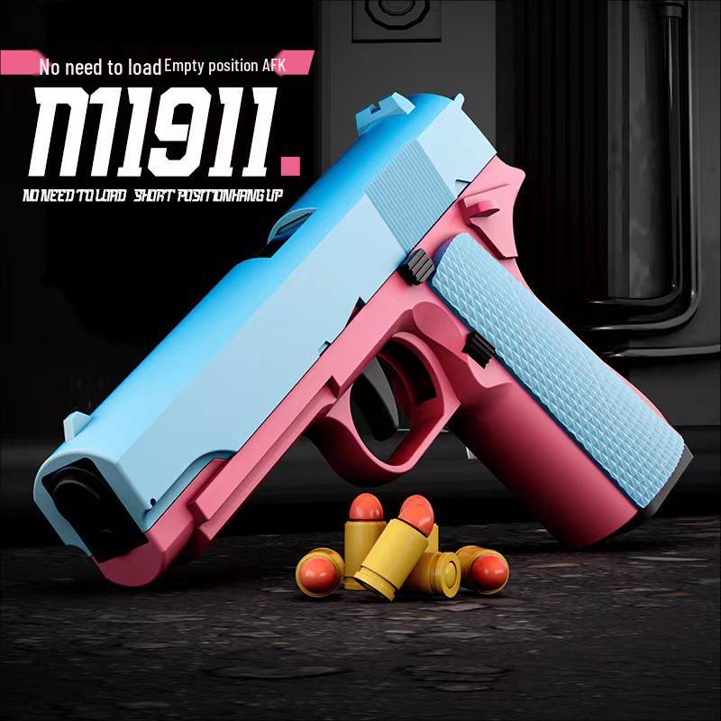 Игрушечный пистолет Colt 1911 с мягкими пулями, с выбросом гильз и непрерывной стрельбой для мальчиков - Модель пистолета PUBG