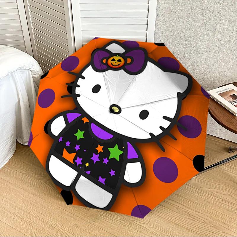 1pc Hello Kitty Halloween Automatic Folding Umbrella] Durable Iron Frame & Rod, Portable Folding, Makes a Great Holiday Gift yy251016268