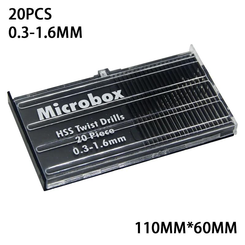 20pcs 0.3mm-1.6mm Silver High Speed Steel Drill Bit Set HSS For Precision Crafts Watch Repair Modeling Electronic Products