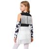 Girls Cowgirl Costume Dance Outfit Printed Sleeveless Layered Tassel Contrast Color Jumpsuit Fringed Gloves