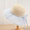 French Elegant Splicing Mesh Straw Hat Women's Summer Sunscreen Sun Hat Big Eaves Show Face Small Holiday Beach Hat Tide