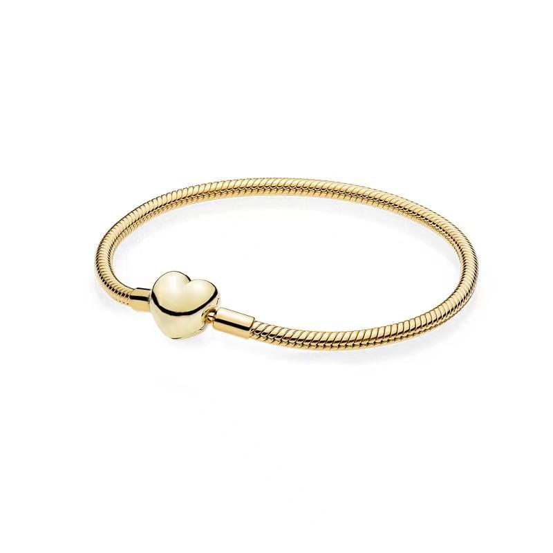 Оригинальная застежка в форме сердца из розового и золотого золота с хрустальным браслетом, подходящий для Европы, браслет из стерлингового серебра 925 пробы, очаровательные ювелирные изделия