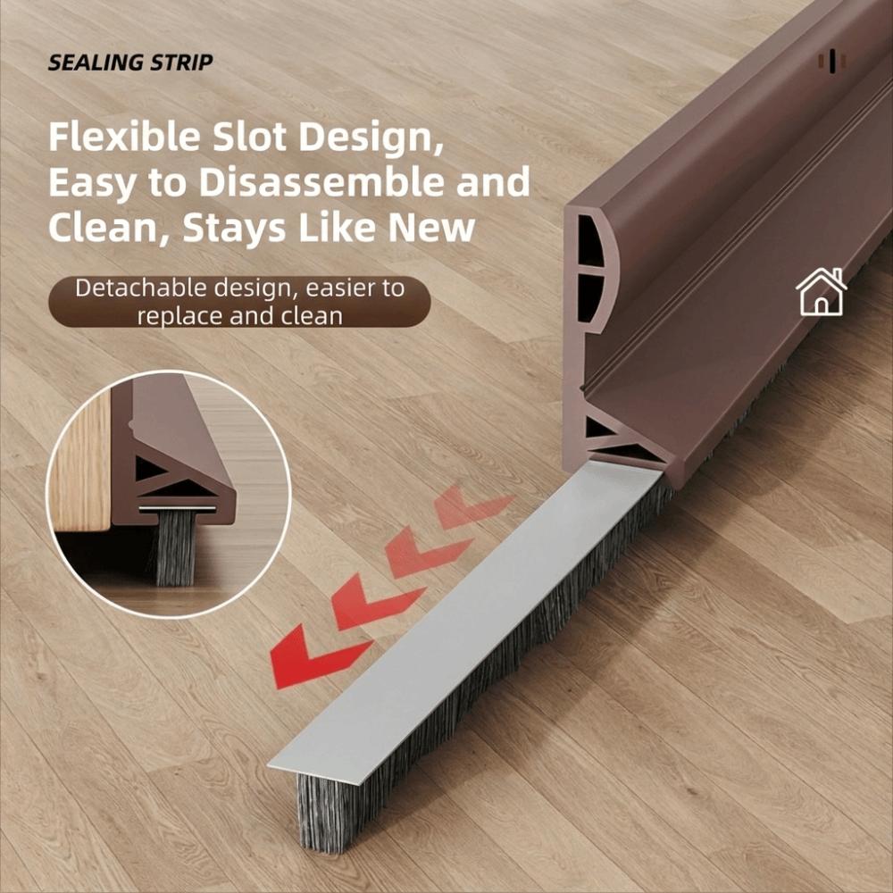 Brush Edge Draft Stopper TPE Door Sweep Removable Door Bottom Seal Indoor Bedroom