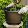 Decorative Plant Pots for Courtyard 12 Inch Thickened Flower Outdoor Indoor, Plastic Leaf-Pattern Texture Planter Home Decor with Drainage Hole