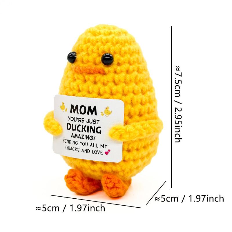 New Positive Crochet Duck Doll Cute Emotional Support Duck Desktop Ornament Emotional Inspirational Support Gift for Women Men