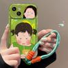 The Tea Drinking Girl Lanyard Is Suitable for Apple 16pro Phone Cases, 15 Flip Mirror, 14 Silicone Anti-drop, 13/12 Transparent