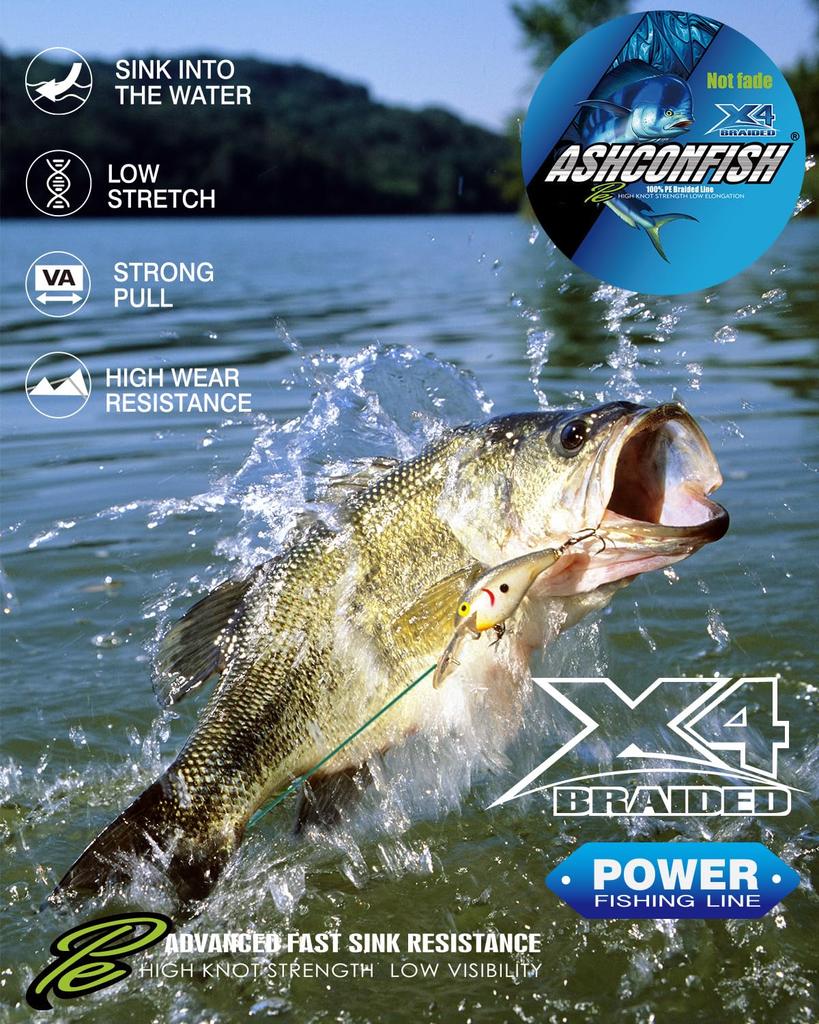 Плетенка Ashconfish "Colorfast" PE, 4-жильная, 500 м (0,4, 0,6, 0,8, 1, 1,2, 1,5, 2, 2,5, 3, 3,5, 4, 5, 6, 7, 8, 9, 10) - Подходит для рыбалки с лодки, берегового ф